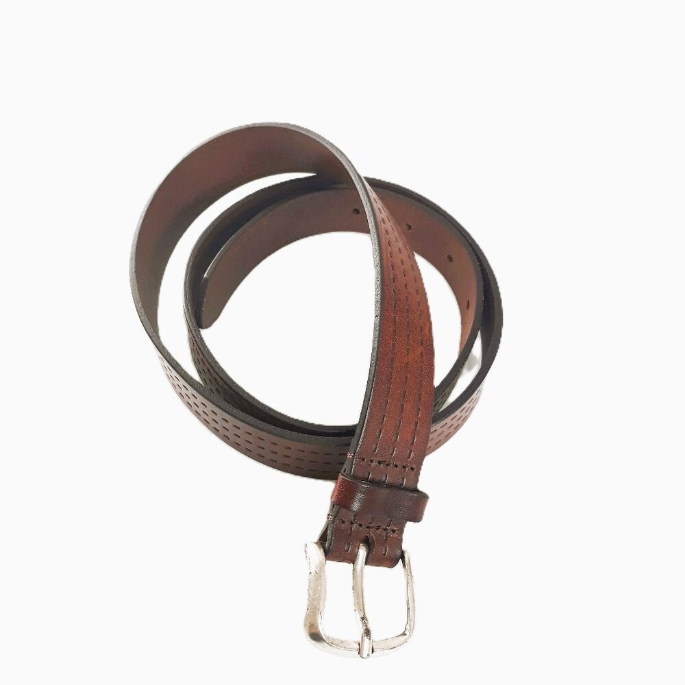 Fabio Corti Brown Leather Tooled Belt Medium Made in Italy